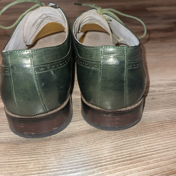 Giovanni Mens Dress Shoe Genuine Leather 2 Tone Wingtip Oxfords Green Tan